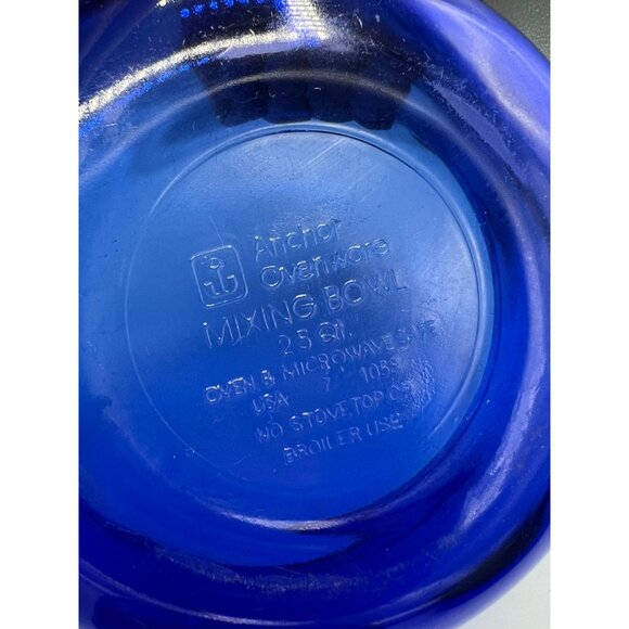 3 Anchor Hocking Cobalt Blue Glass Nesting Mixing Bowls 1 Qt 1.5 Qt and 2.5 Qt - Picture 5 of 9